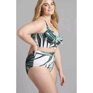 NWT Lane Bryant Cacique Grand Palms Mid-Waist Swim Brief Pool Vacation,  Size 24